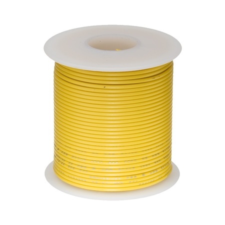 REMINGTON INDUSTRIES 26 AWG Gauge Stranded Hook Up Wire, 25 ft Length, Yellow, 0.0190" Diameter, UL1007, 300 Volts 26UL1007STRYEL25
